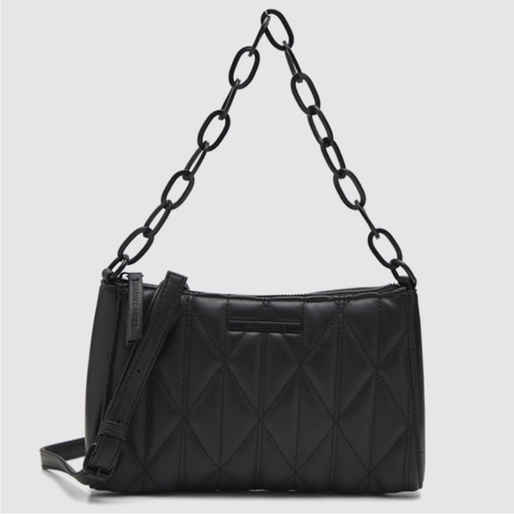 Kendall & Kylie Handbags - Kylie + Kendall Black Adjustable Shoulder Chain Hand Bag Polyurethane Polyester